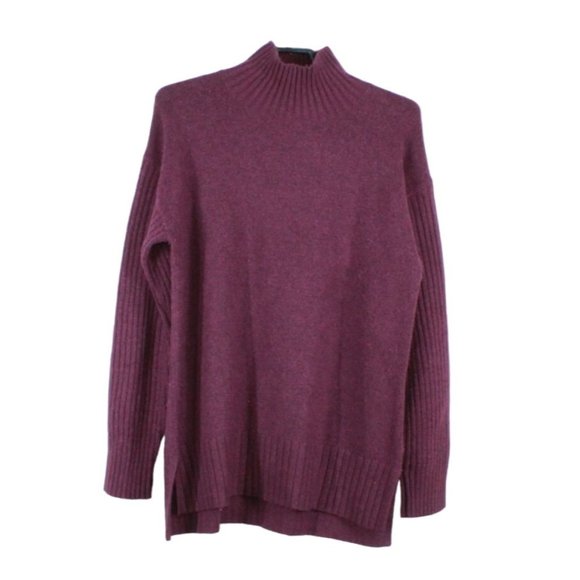 LL Bean Sweaters - LL Bean The Essential Maroon Turtleneck Wool Blend High Low Sweater M